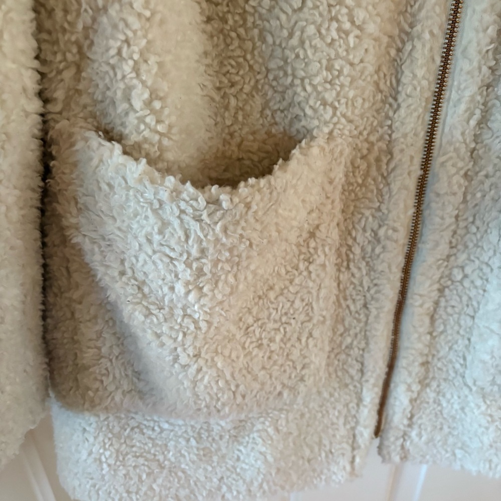 Loft Ivory Sherpa Teddy Jacket Coat - M - Picture 10 of 12